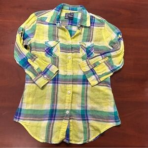 American‎ Eagle Outfitters XS Plaid Button Down Long Sleeve Shirt Top